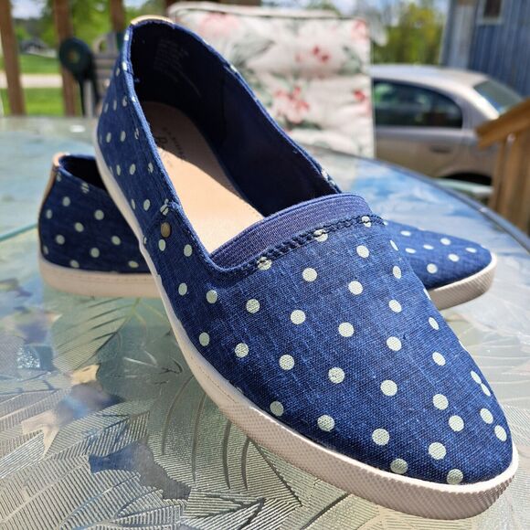 BASS SUSIE SLIP ON BOAT SHOES WOMENS SIZE 6.5M BLUE WHITE POLKA DOT SHOE LOAFER - Picture 3 of 8